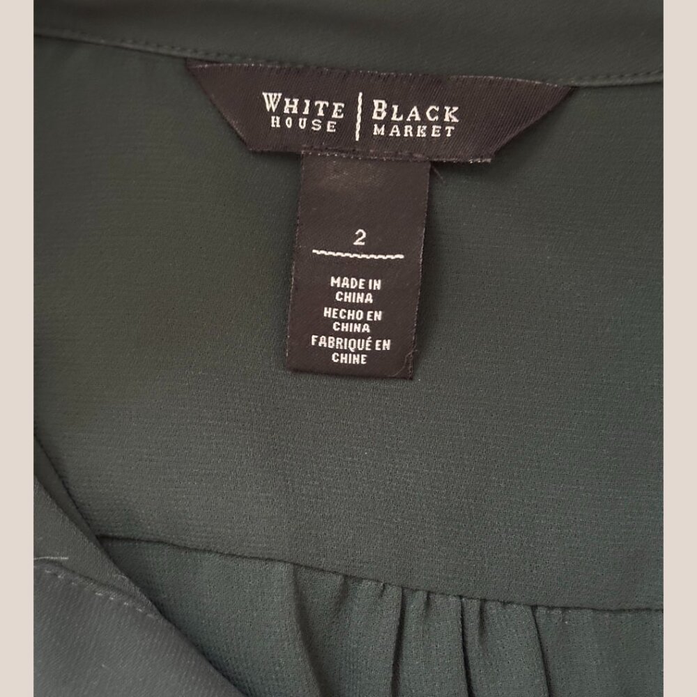 White House Black Market Forest Green Button Down Shirt Dress Size 2 - Picture 4 of 4